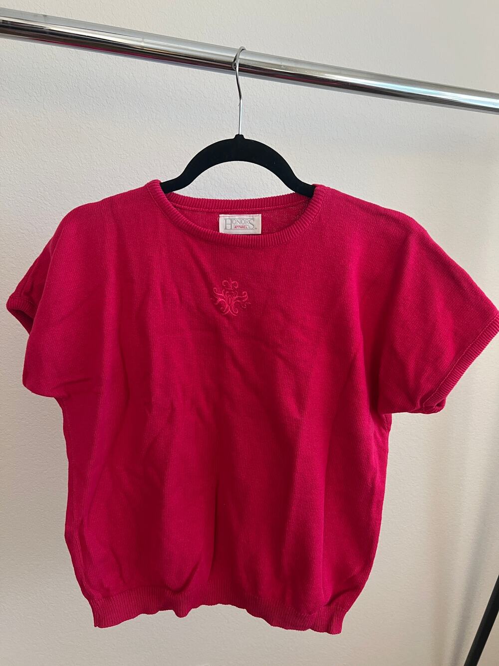 Vintage Honors Apparel Hot Pink grannycore short sleeve sweater